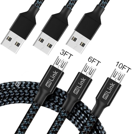Data Processorme Black Micro USB Charging & Syncing Cable, 3PK DA3730807